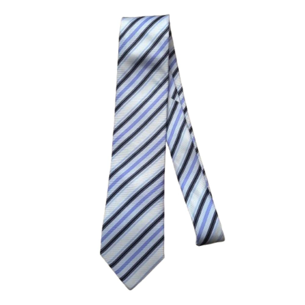 NWT Bijoux Terner 100% Silk Tie Blue Diagonal Stripe Classic Special Occasion‎